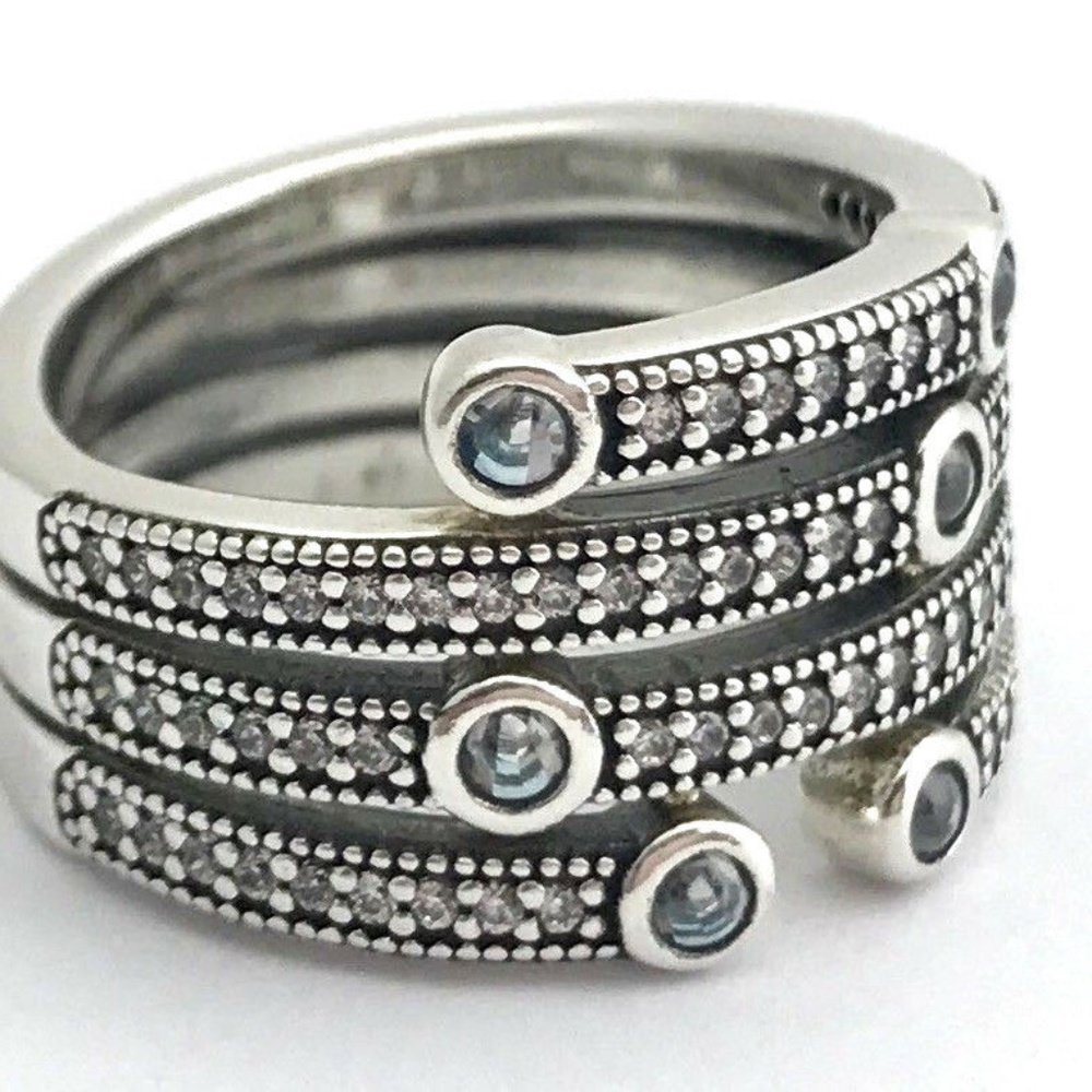 PANDORA Shimmering Ocean Ring, Frosty Mint, Sz 5
